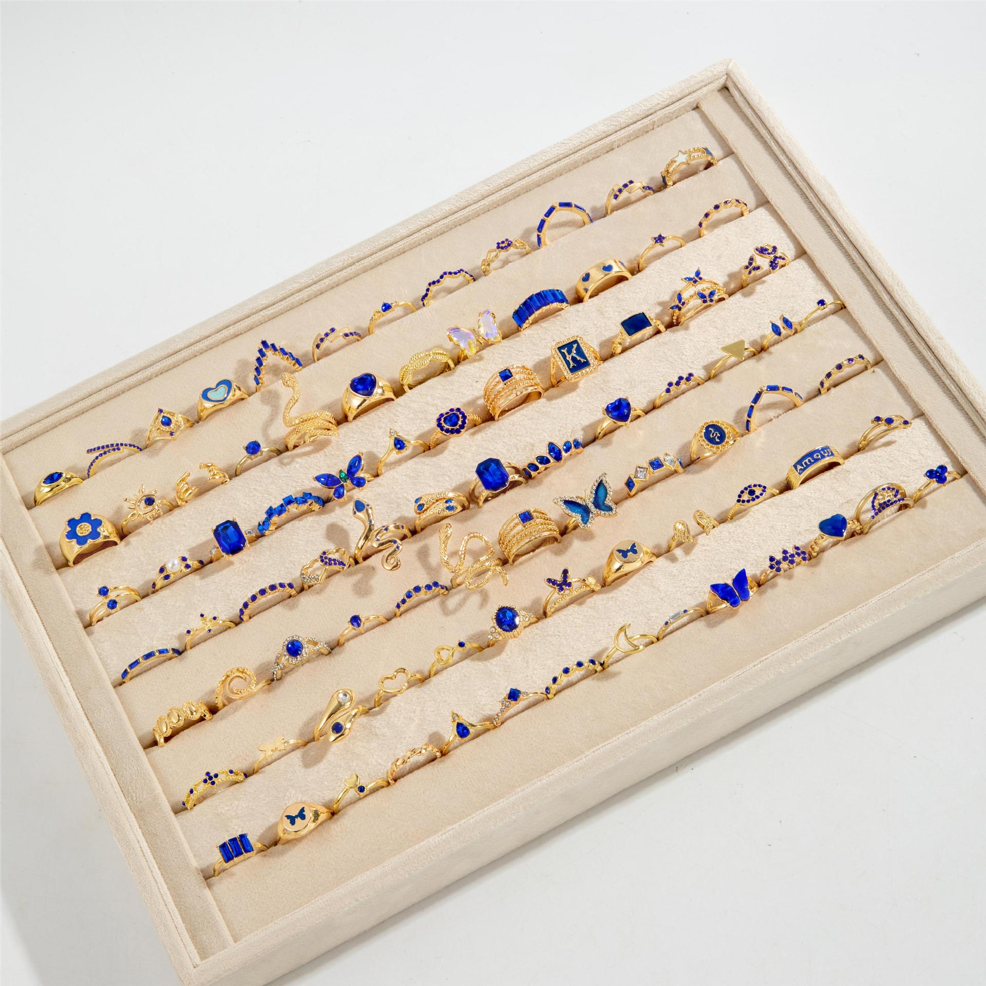 Wholesale Mixed batch of 15 diamond-studded butterfly and snake-shaped love rings